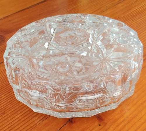 Vintage Hand Cut Crystal Glass Bohemia Trinket Box
