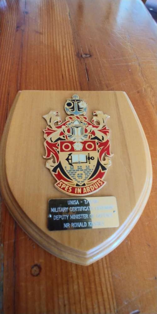Unique Plaque presented to Ronnie Kasrils