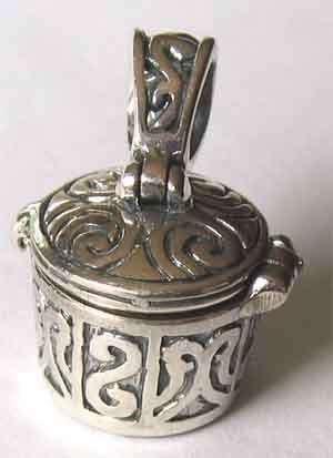 Beautiful , Sterling Silver  Pill Box Pendant.