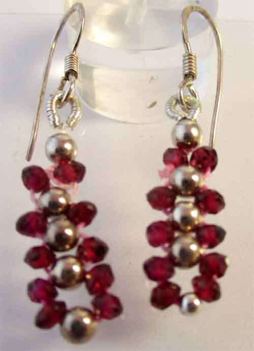 Lovely  925 Sterling Silver and  Garnets Earrings