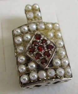 Solid 925 -Sterling Silver, Pearls  and Garnets  Pendant.