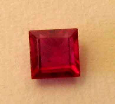 3.00 x 3.00mm Princess cut Ruby 0.25ct.