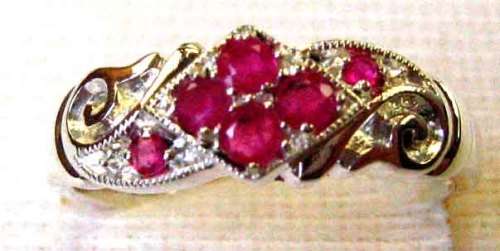 925 Sterling Silver  and Genuine Rubies Ring