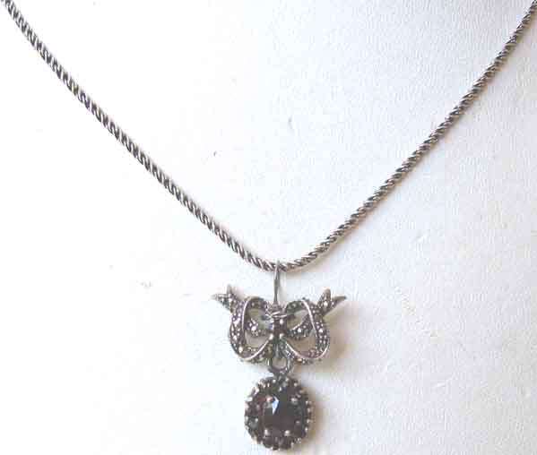 Genuine -Sterling Silver ` pop- Corn ` Chain and Garnet pendant on.