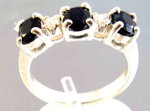 Sterling Silver and Genuine Sapphires  & cz Ring.