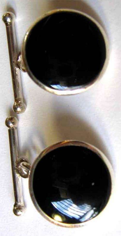 Sterling Silver and Black Onyx Cufflinks