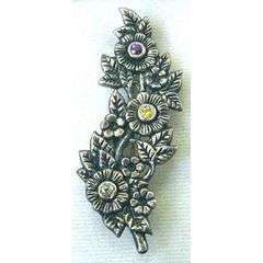 Sterling Silver  ,Amethyst , Citrine &  Peridot -  Brooch
