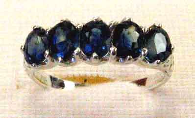 Genuine Sapphires in Sterling Silver Ring