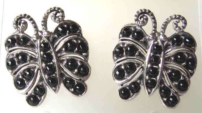 A pair of  Beautiful Sterling Silver and Black Onyx Earrings.