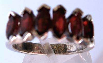 Solid 925 -Sterling Silver & Garnets  Ring.