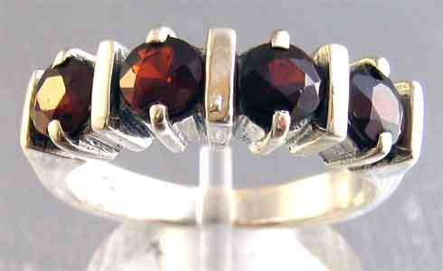 Splendid Sterling Silver and  Genuine Garnets Ring