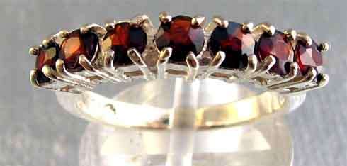 Sterling Silver and Genuine Garnets Ring.