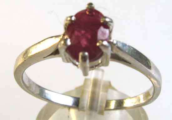 Solitaire, Sterling Silver and Ruby Ring.