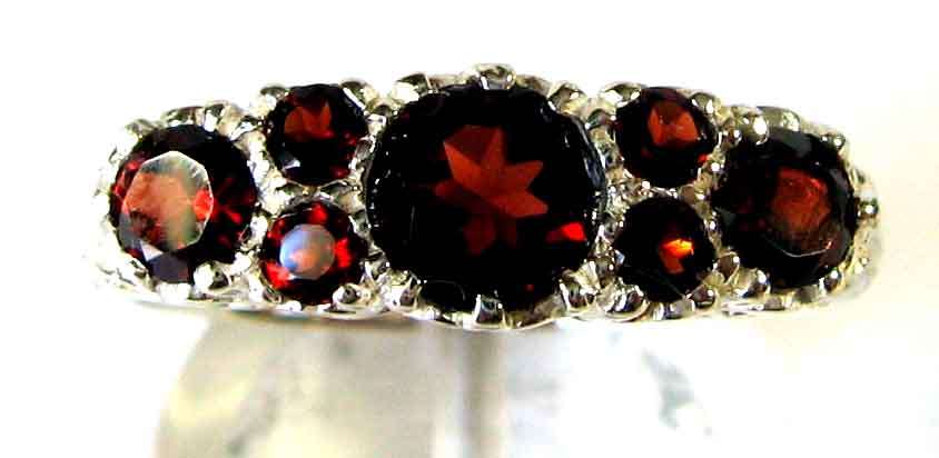 Lovely Sterling Silver and Genuine Garnets Ring.