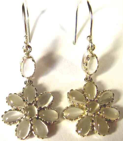 Elegant Sterling Silver and Moonstones Earrings