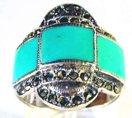 Lovely  Sterling Siver and Turquoise Enamel  -Ring.