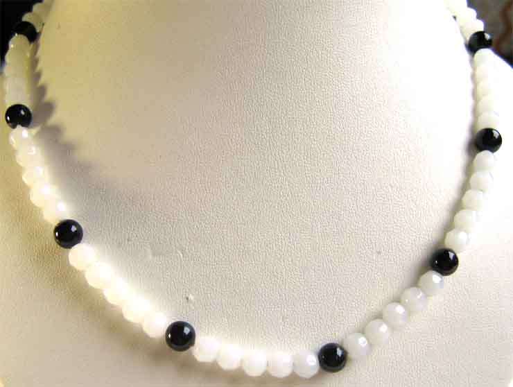 White Jade and Black Onyx Necklace.
