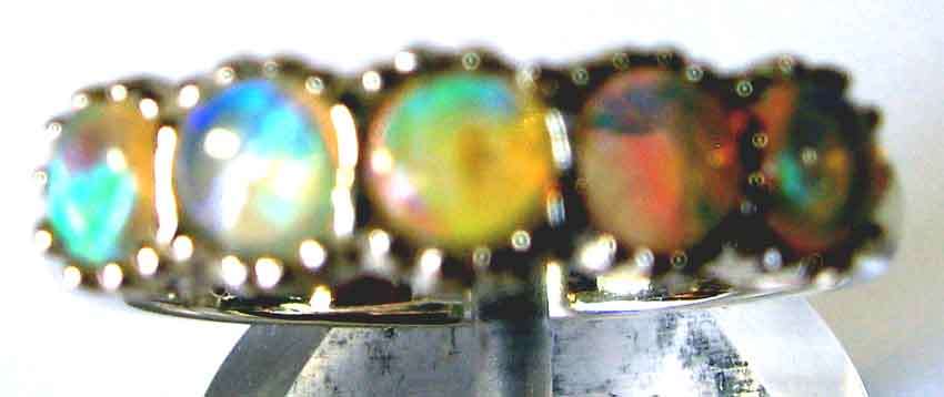 Stylish  Sterling Silver and Genuine Australian Opals Ring.