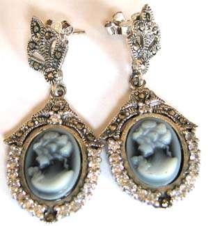 Lovely, S/ Silver & Cameo Earrings