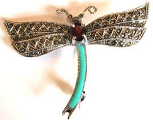 Beautiful 925 Sterling Silver  `` Dragon Fly `  Brooch.
