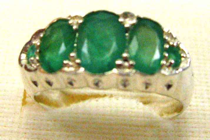 Magnificent Sterling Silver and Genuine Emeralds Ring.
