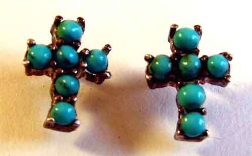 A pair of Sterling Silver and Turquoise Earrings