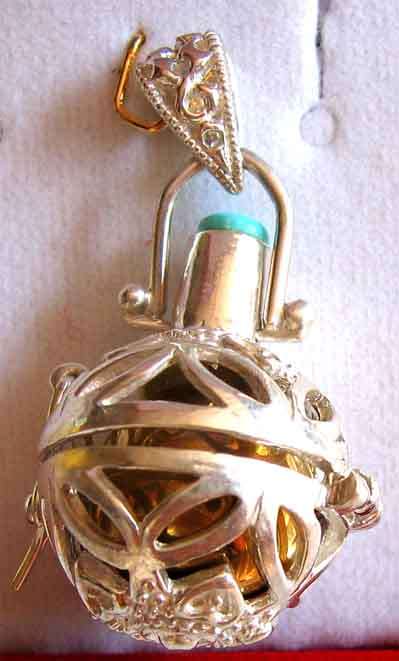 925- Sterling Silver and Turquoise  `` Rattle `` Pendant