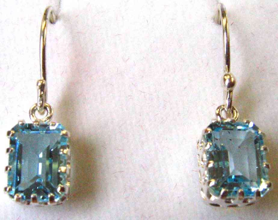 WONDERFUL STERLING SILVER AND BLUE TOPAZ EARRINGS.