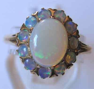 Elegant 9K Gold and Genuine Australian Opals Ring.