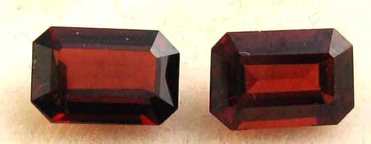 2 pieces of 7.00 x 5.00 mm octagonal cut Garnets T.W.2.42 ct.