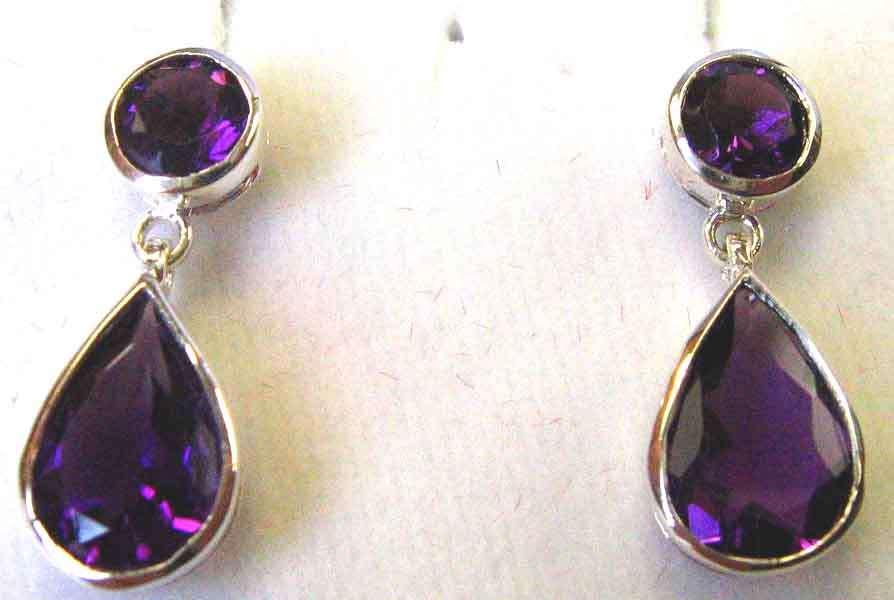 Lovely  -  Sterling Silver and Genuine Amethysts Earrings.
