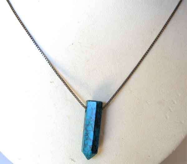 Box Sterling Silver  Chain -50 cm long and Turquoise pendant on.