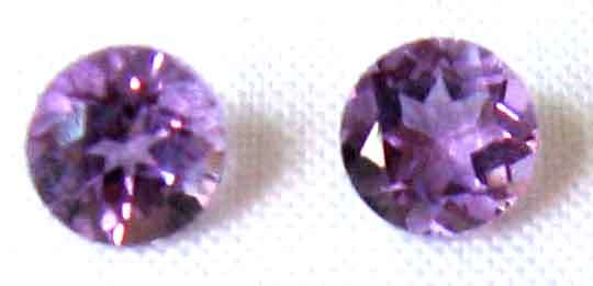 1 lot, 2 pieces , 4.00 mm Round cut Amethysts, T. W.  0.46 cts.