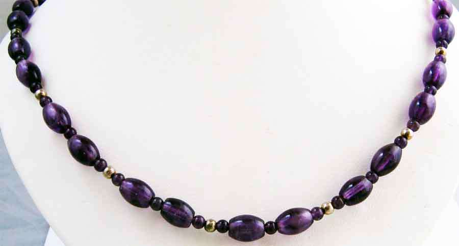 GENUINE AMETHYSTS  ,SILVER BEADS  AND SILVER CLASP NECKLACE
