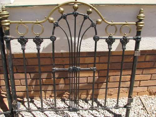 Pair of Antique Iron & Brass Headboards