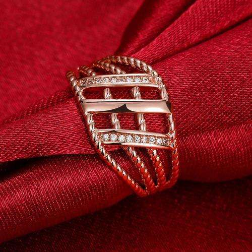 STUNNING!!! Rose Gold Plated Cubic Zirconia Ring Size 7.5