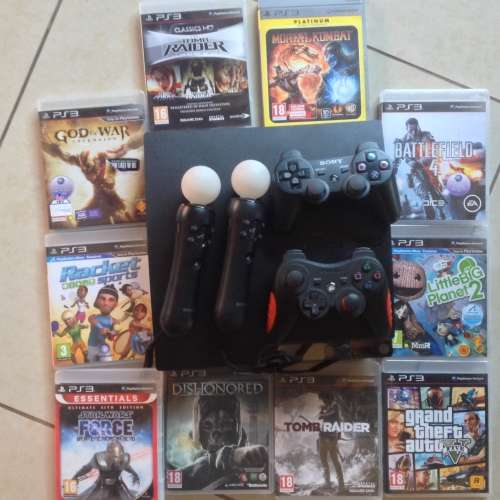 PS3 Console (250 GB), accesories & 10 games