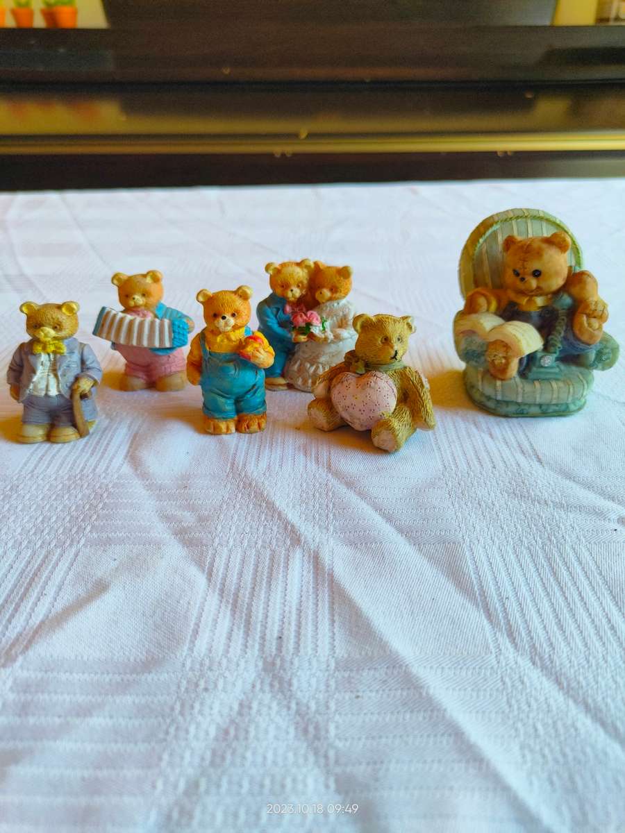 Adorable collection of mini bear figurines - perfect for printers tray