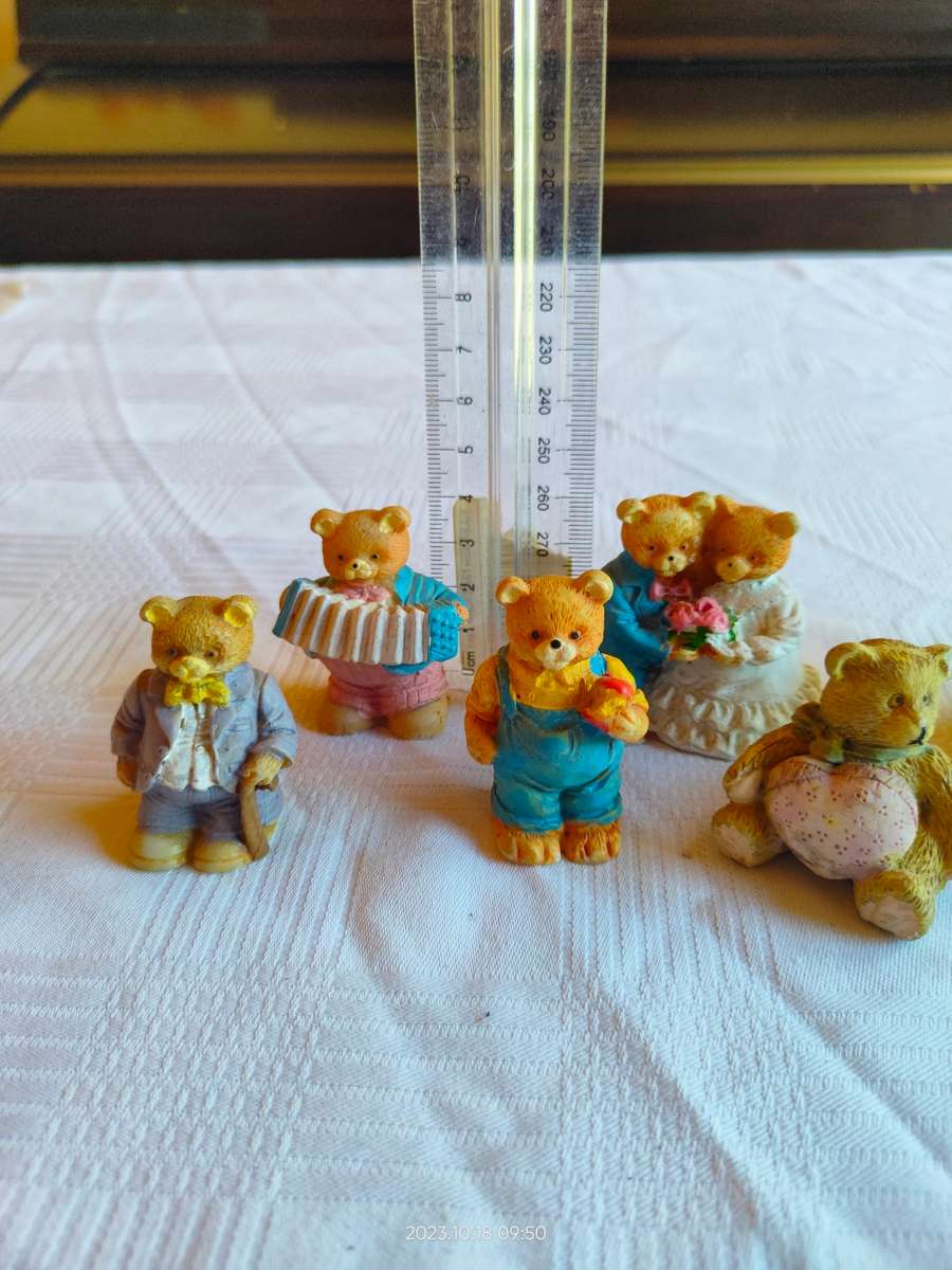 Adorable collection of mini bear figurines - perfect for printers tray
