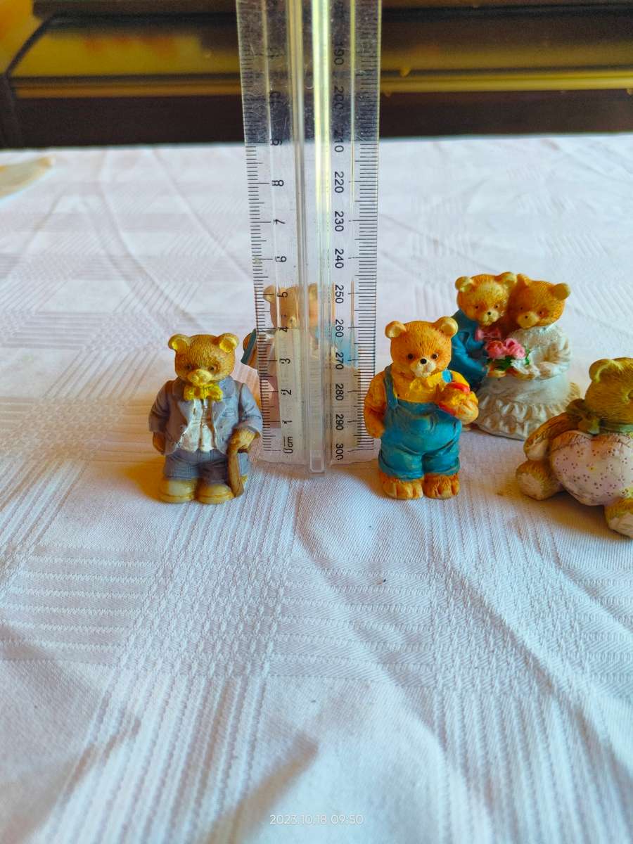 Adorable collection of mini bear figurines - perfect for printers tray