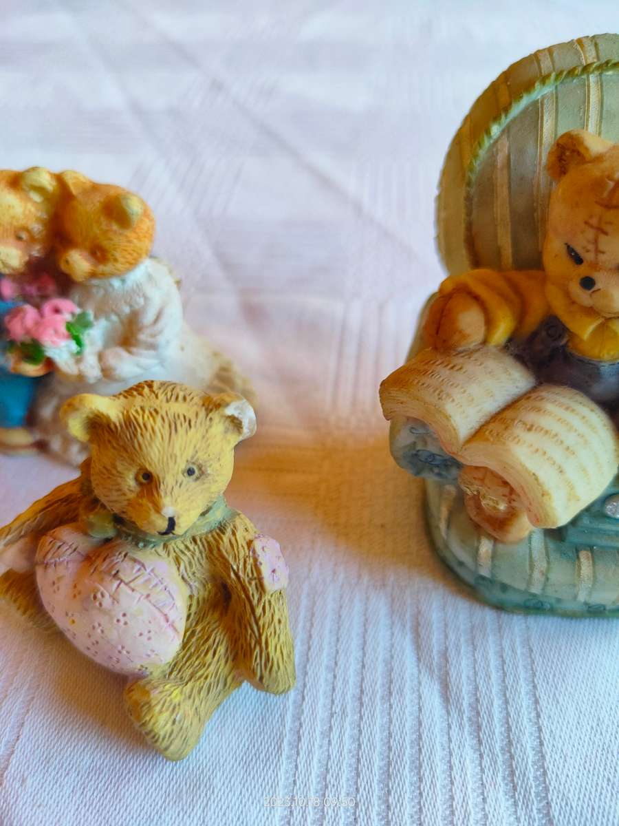 Adorable collection of mini bear figurines - perfect for printers tray