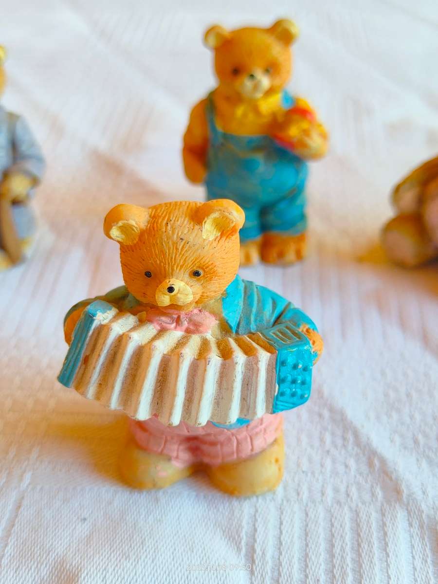 Adorable collection of mini bear figurines - perfect for printers tray
