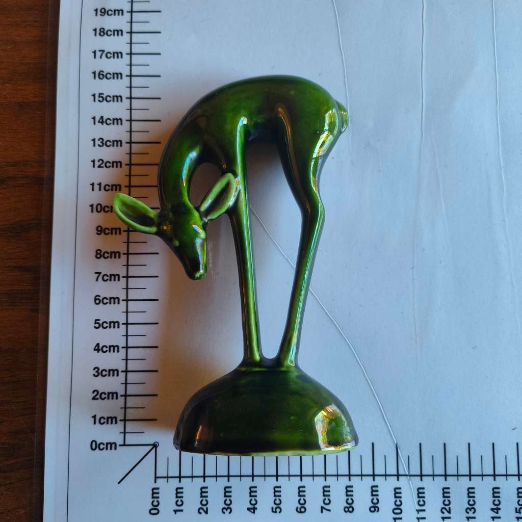 Gorgeous Lucia ware discontinued green ornament of a buck