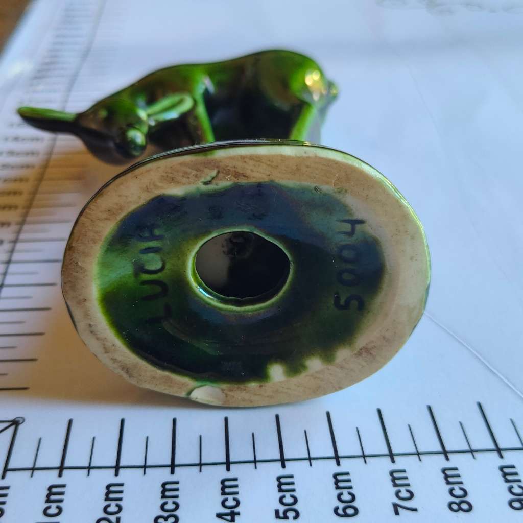 Gorgeous Lucia ware discontinued green ornament of a buck