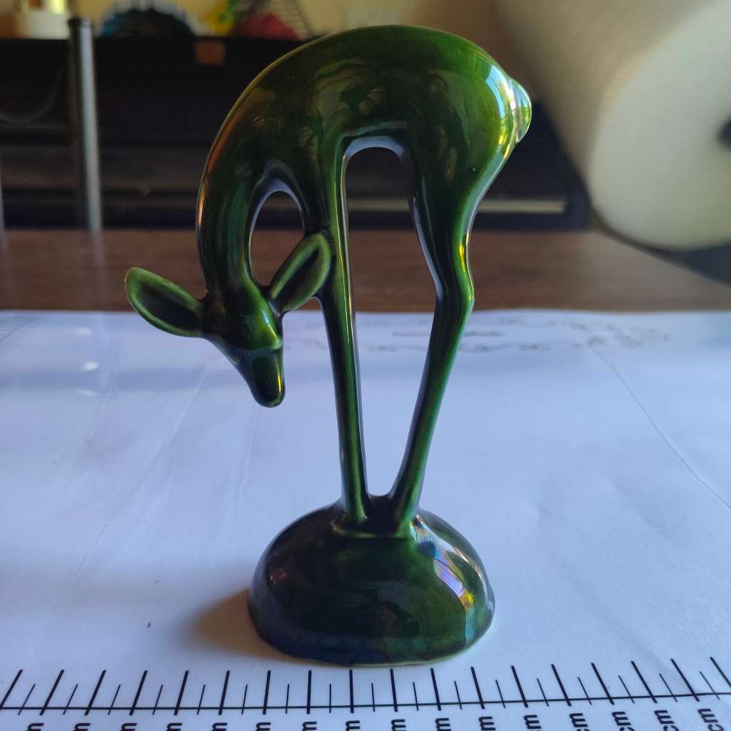 Gorgeous Lucia ware discontinued green ornament of a buck