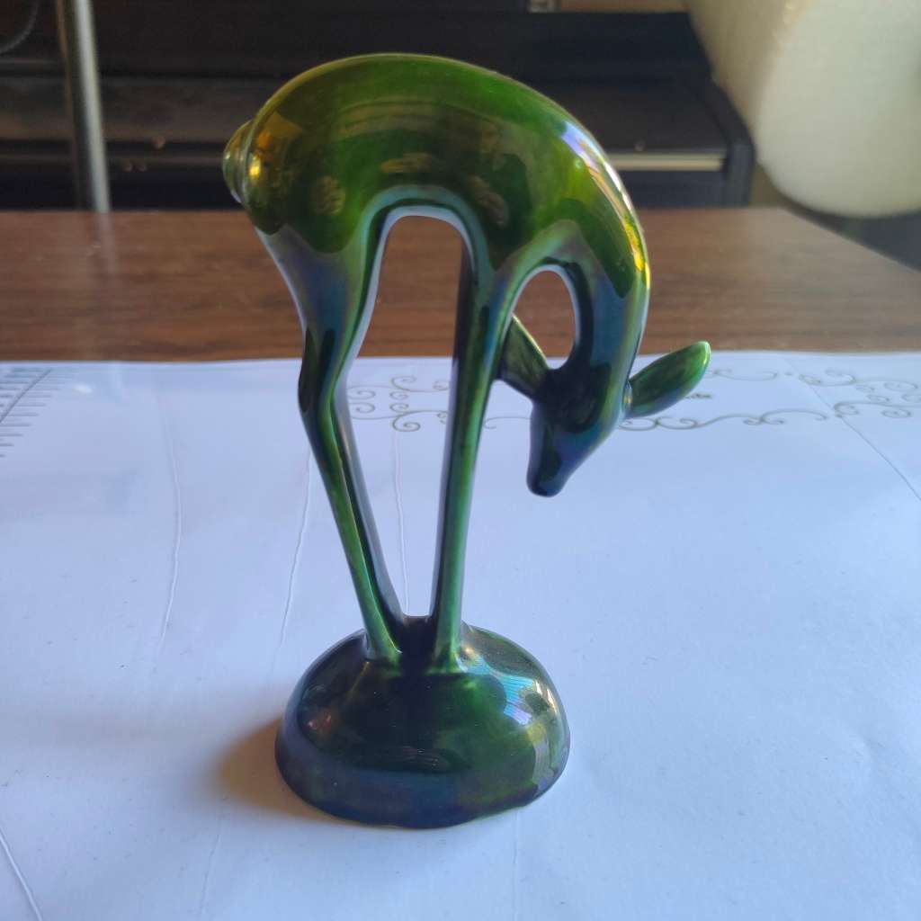 Gorgeous Lucia ware discontinued green ornament of a buck