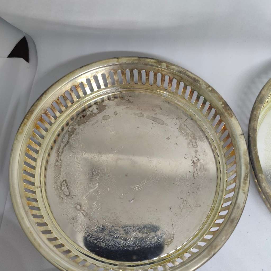 Vintage Elweco four-piece coaster set - silverplated