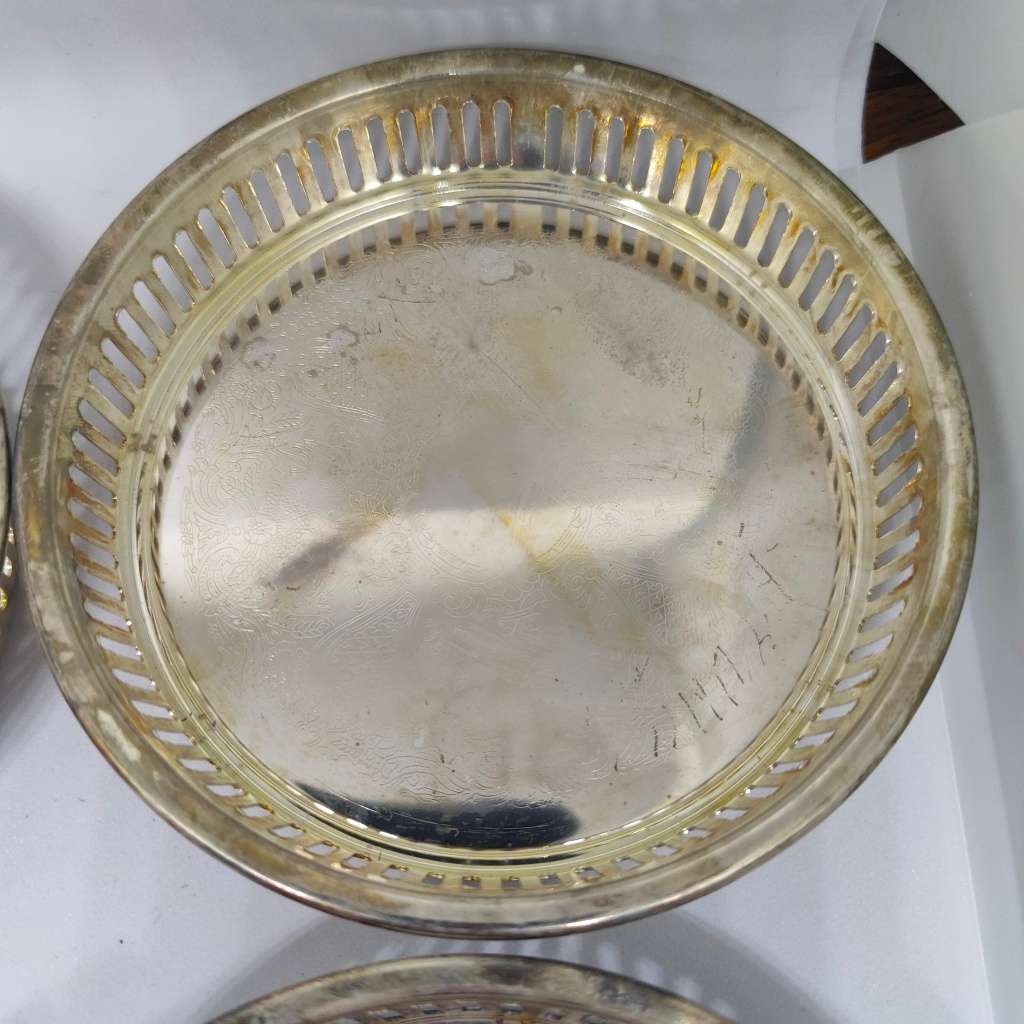 Vintage Elweco four-piece coaster set - silverplated