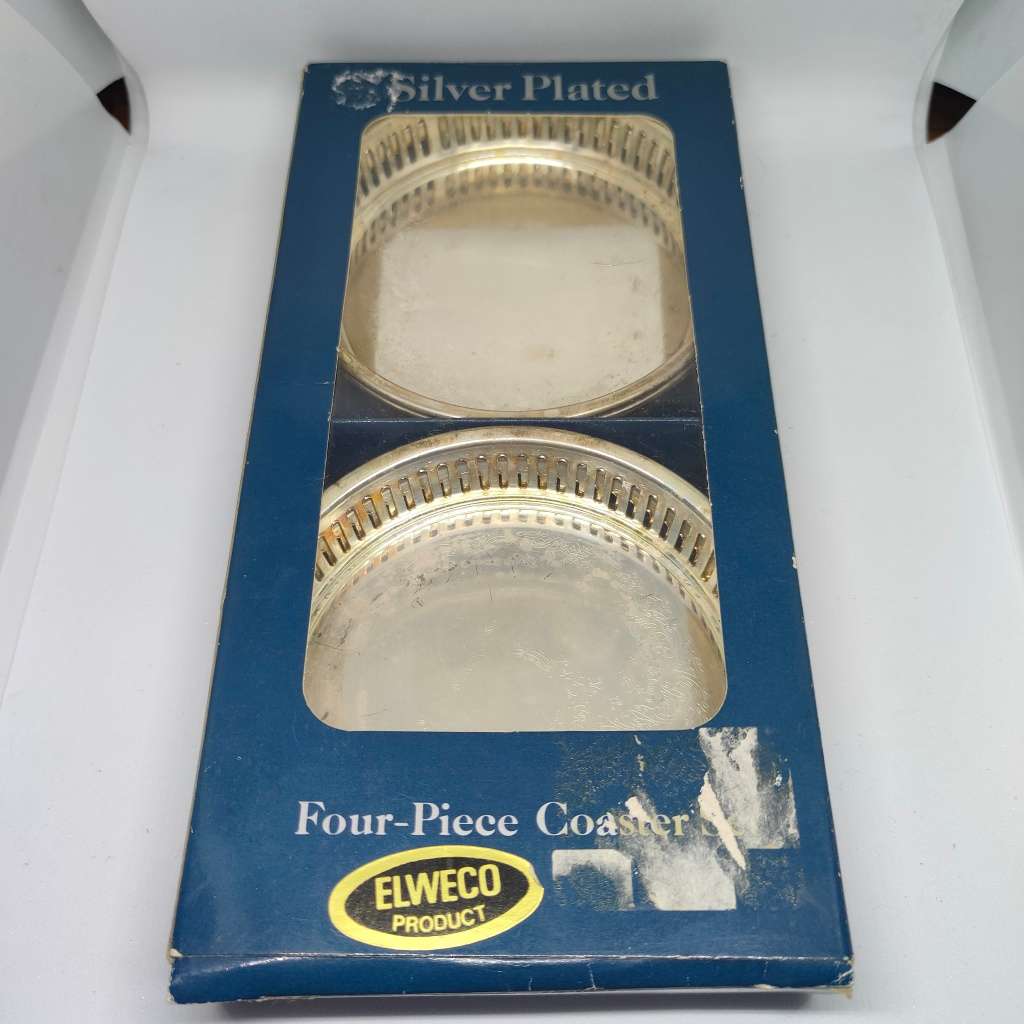 Vintage Elweco four-piece coaster set - silverplated