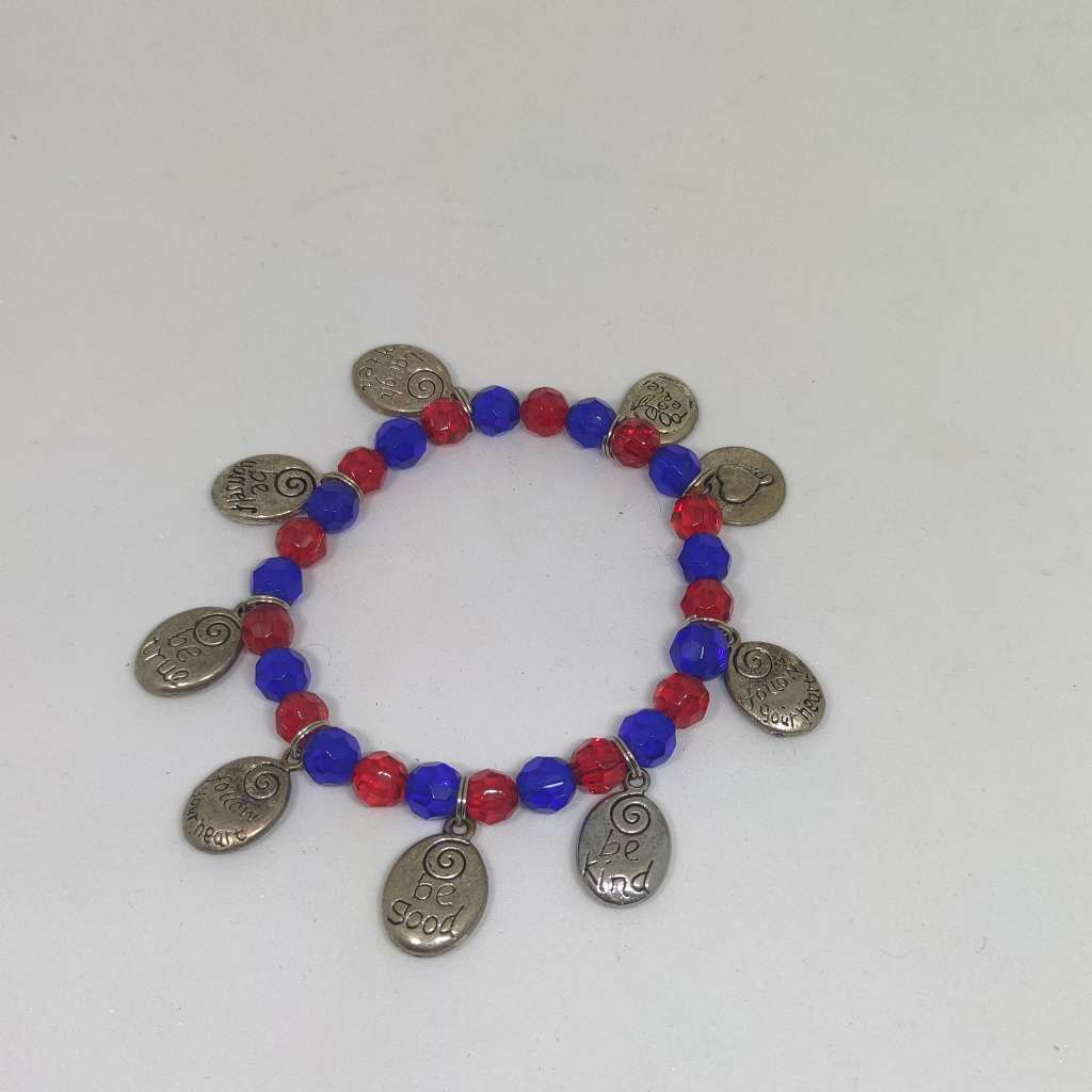 Nice blue and red beads and charms bracelet